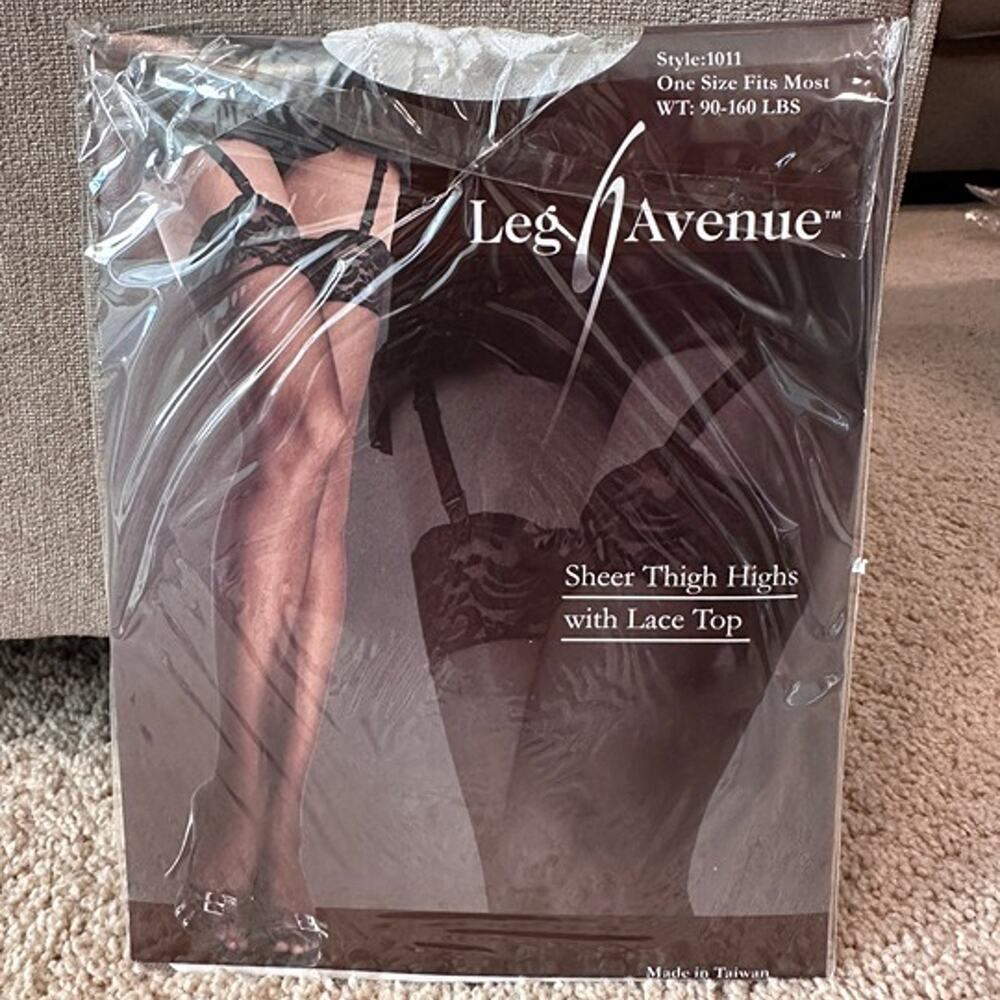 NWT Leg Avenue Sheer Thigh Highs with Lace Top Leggings